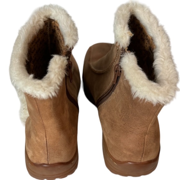 Sofft Tan Nubuck Shearling Trimmed Ankle Boots Size 8.5 - Picture 3 of 16